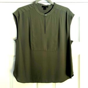 NWOT J. Crew Olive Sleeveless Drapey Popover Blouse